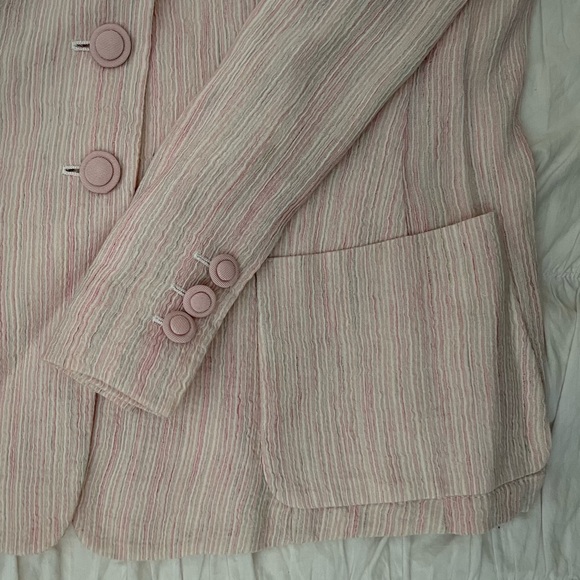 Armani Collezioni Striped Day 2 Evening Light Weight Pink Striped Blazer Jacket - Picture 8 of 9